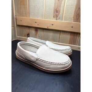 MySlippers Womens Off-White Leather Moccasin Slippers Size 9